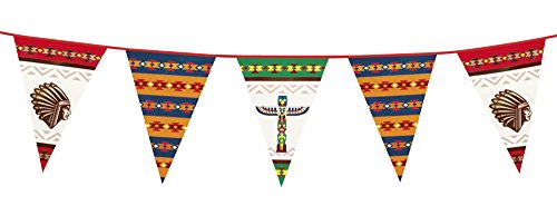 Boland 44101 – Banner, Girlande, Wimpelkette, Motiv Indianer, 6 m, 45 x 30 cm von Boland
