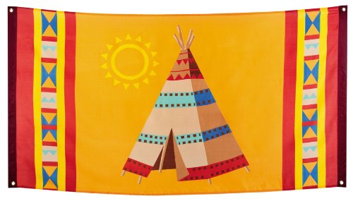 Boland 44103 - Fahne Indianer, 1 Stück, Größe 90 x 150 cm, Tipi-Zelt, Wilder Westen, Dekorationsbanner, Dekoration, Wanddekoration, Mottoparty, Geburtstag, Karneval, Hängedekoration Boland 44103 - Fahne Indianer, 1 Stück, Größe 90 x 150 cm, Tipi-Zelt, Wilder Westen, Dekorationsbanner, Dekoration, Wanddekoration, Mottoparty, Geburtstag, Karneval, Hängedekoration von Boland