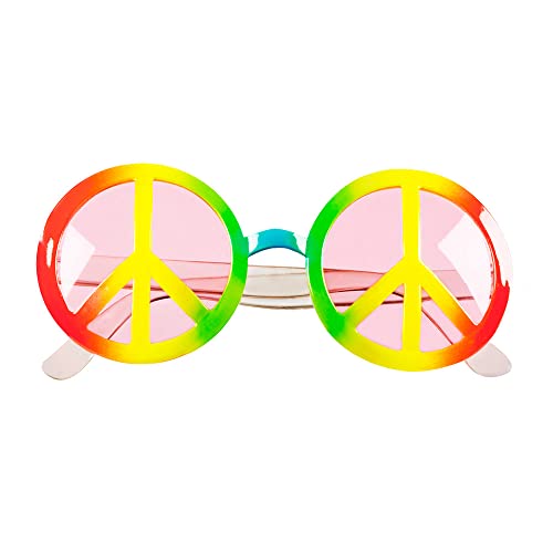 Boland 44520 - Partybrille Hippie aus Kunststoff, Spaßbrille ohne Sehstärke, Brille für Faschingskostüme, Kostüm Zubehör für Karneval und Mottoparty von Boland