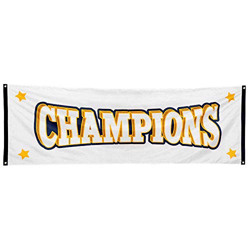Boland 44771 - Banner Champions, Größe 74 x 220 cm, Flagge aus Polyester, Fahne, Zieleinlauf, Gewinner, Siegerehrung, Sportfest, Party von Boland