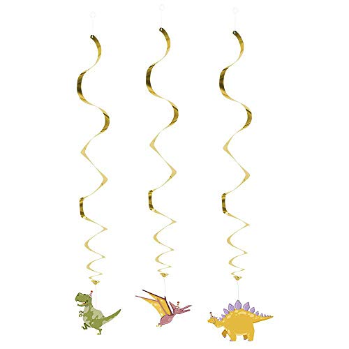 Boland 50053 - Dekorationsspiralen Dinosaurier, 3 Stück, Länge 85 cm, Hängedekoration, Girlande, Geburtstag, Mottoparty, Karneval von Boland