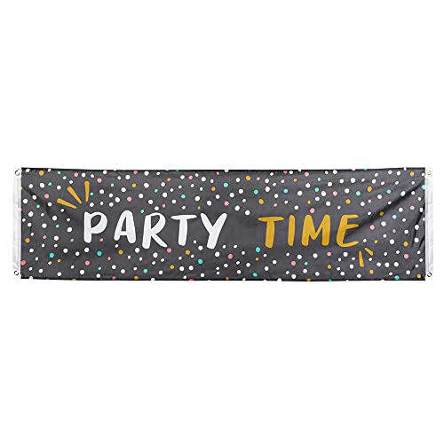 Boland 50353 - Banner aus Polyester Party Time, 50 x 180 cm, Partydekoration, Dekoration für Silvester oder Geburtstag von Boland