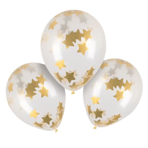 Boland 50915 - Set Konfetti Luftballons aus Latex, 5 Stück je 30 cm, Eid Mubarak, goldene Sterne, Party Deko, Ramadan von Boland