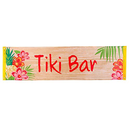 Boland 52490 - Banner Tiki Bar, Größe 50 x 180 cm, aus Polyester, Fahne mit Motiv, Dekoration, Strandparty, Karneval, Mottoparty, Geburtstag von Boland
