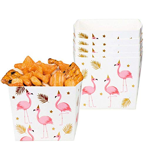 Boland 52560 - Popcornschüssel Flamingo, 6 Stück, Fassungsvermögen 40 cl, umweltfreundlich, Popcornbehälter, Süßigkeitenbox, Schale, Schüssel, Tüten, Einwegbehälter, Mottoparty, Kindergeburtstag von Boland