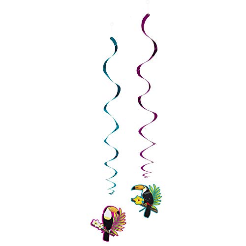 Boland 52572 - Girlande Tukan, 2 Stück, Länge ca. 85 cm, Spiralen mit Anhänger, Dekoration, Hängedeko, Party, Sommer, Geburtstag von Boland