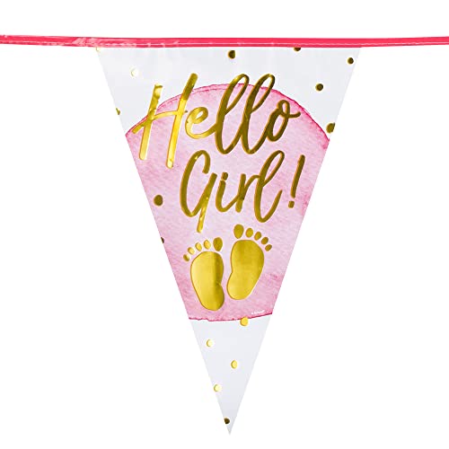 Boland 53230 - Wimpelkette Hello Girl, Länge 6 m, mehrfarbig, Partykette, Girlande, Fahnen, Geburt, Mädchen, Dekoration, Baby-Party Boland 53230 - Wimpelkette Hello Girl, Länge 6 m, mehrfarbig, Partykette, Girlande, Fahnen, Geburt, Mädchen, Dekoration, Baby-Party von Boland