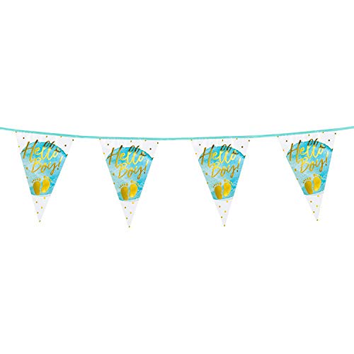 Boland 53231 - Wimpelkette Hello Boy, Länge 6 m, mehrfarbig, Partykette, Girlande, Fahnen, Geburt, Dekoration, Baby-Party, Junge Boland 53231 - Wimpelkette Hello Boy, Länge 6 m, mehrfarbig, Partykette, Girlande, Fahnen, Geburt, Dekoration, Baby-Party, Junge von Boland