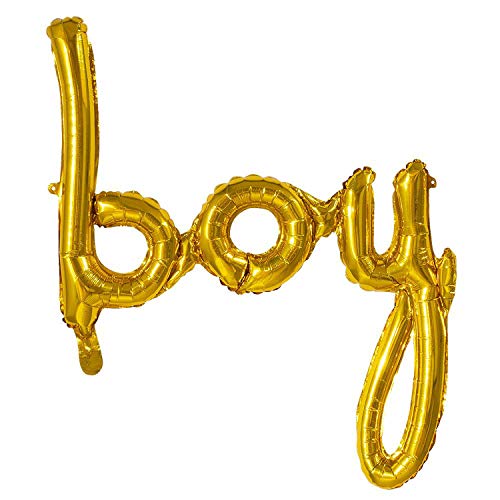Boland 53243 - Folienballon Boy, Größe 70 x 60 cm, gold, befüllbar, Heliumballon, Baby-Party, Geburt, Junge, Geschenk, Dekoration von Boland