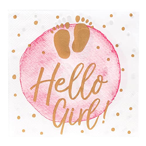 Boland 53248 - Party-Servietten Hello Girl, 20 Stück, 21 x 21 cm, Mundtuch, Tisch-Dekoration, 100 % Papier, Geburtstag, Geburt, Babyparty von Boland