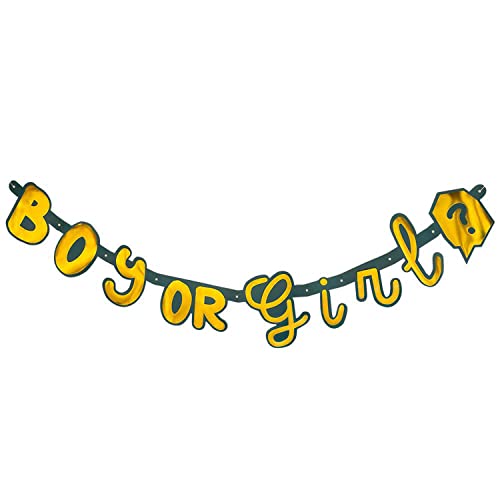 Boland 53251 - Buchstaben-Girlande Boy or Girl, Länge 130 cm, Gold-Schwarz, Geburt, Baby-Party, Hänge-Deko, Dekoration von Boland