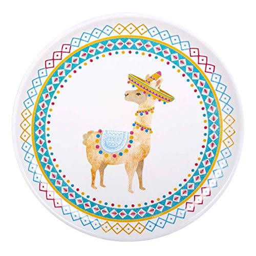 Boland 54441 - Tablett Lama, Durchmesser 34,5 cm, aus Kunststoff, abwisch- / wiederverwendbar, Teller, Dekoration, Party, Sommer, Geburtstag von Boland