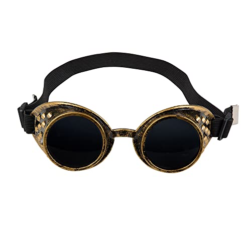 Boland 54503 - Brille Steampunk, aus Kunststoff, Gummiband, dunkle Gläser, verstellbare Größe, Accessoire, Karneval, Halloween, Mottoparty von Boland