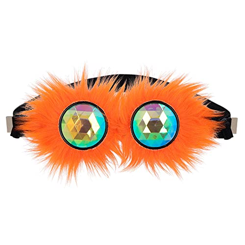 Boland 61870 - Partybrille Rave, Orange, mit Plüsch und Gummiband, holografische Gläser, Techno-Party, Kostüm, Karneval, Mottoparty, EM, WM, Fanartikel von Boland