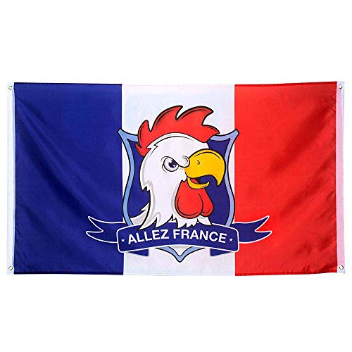 Boland 62035 - Dekorationsfahne Allez France, Größe 90 x 150 cm, Frankreich, Huhn, Flagge, Polyester, Banner, Wanddekoration, Fußball, Weltmeisterschaft, Europameisterschaft von Boland