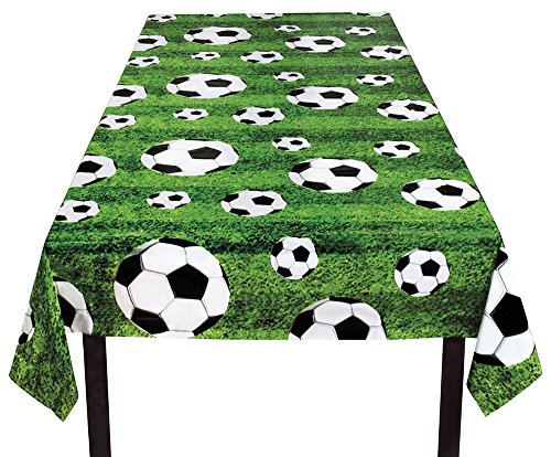 Boland 62509 - Tischdecke Fußball, Größe 180 x 120 cm, Tischtuch aus Polyesterstoff, Dekoration, Bundesliga, Champions League, Geburtstag, Party von Boland