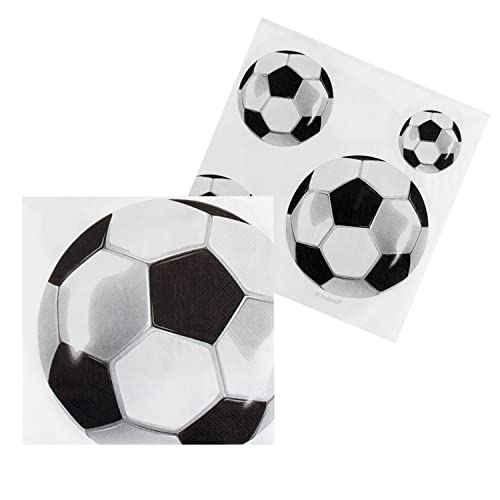 Boland 62522 - Party-Servietten Fußball, 20 Stück, 33 x 33 cm, Mundtuch, Tisch-Dekoration, 100 % Papier, Geburtstag, Mottoparty von Boland