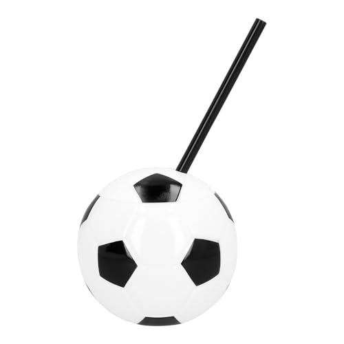 Boland 62523 - Fußball Becher mit Strohhalm, 450 ml, Trinkbecher für Party oder Gartenfeier, Partybecher mit Trinkhalm, Plastikbecher, Partygeschirr Boland 62523 - Fußball Becher mit Strohhalm, 450 ml, Trinkbecher für Party oder Gartenfeier, Partybecher mit Trinkhalm, Plastikbecher, Partygeschirr von Boland