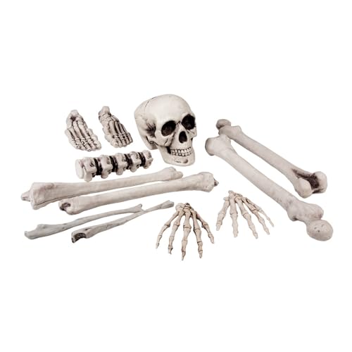 Boland 72157 - Set Totenkopf und Knochen, 12-teiliges Deko-Set, Skelett-Bausatz, Dekoration für Halloween, Gruselparty, Karneval, Mottoparty, 18 Jahre to 99 Jahre von Boland