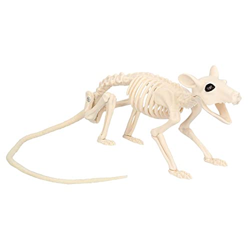 Boland 72407 - Ratten-Skelett, Größe 46 cm, beweglicher Mund, Ratte, Attrappe aus Kunststoff, Dekoration für Halloween, Karneval oder Mottoparty, Beige-schwarz von Boland