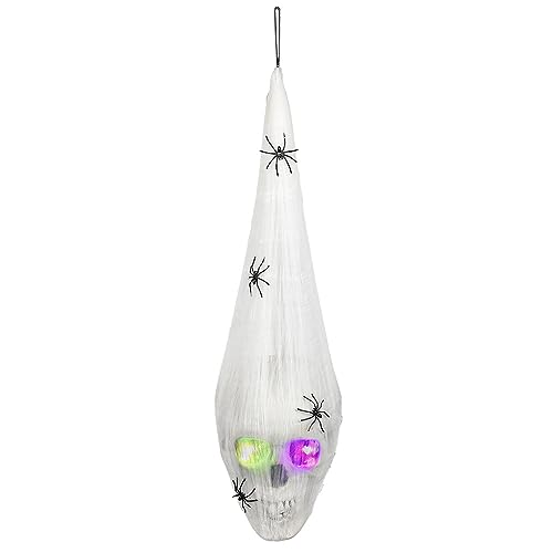 Boland 73077 - Spinnennetz mit LED Schädel, Halloween Dekoration mit Licht inkl. Batterien, Deko Schädel, Party Deko von Boland