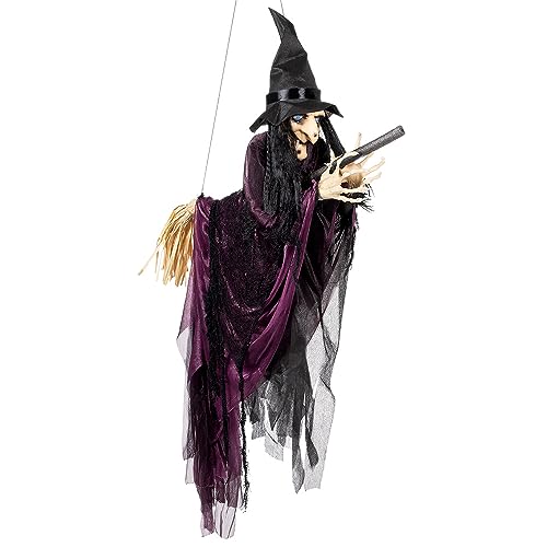 Boland 73091 - Fliegende Hexe, 65 cm, Hängedeko für Halloween, Party Deko, Horror Deko für Karneval und Mottoparty von Boland