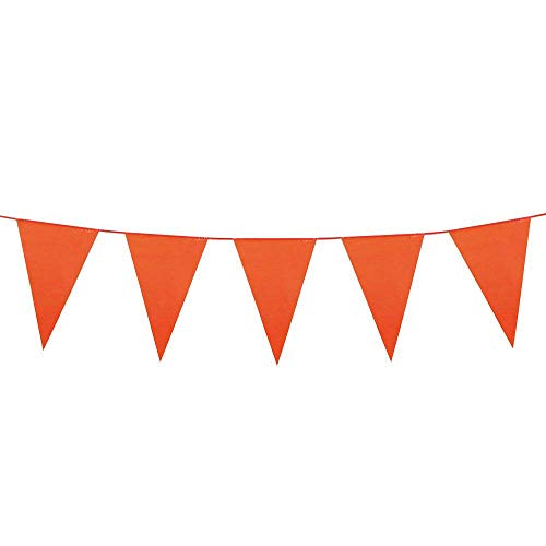 Boland 74708 - Mini-Wimpelkette, 1 Stück, Größe 11 x 14 x 300 cm, Orange, Fahnenkette, Hängedekoration, Foliengirlande, Mottoparty, Geburtstag, Karneval, Jubiläum, Kindergarten von Boland