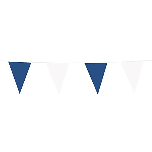 Boland 74727 - Riesen-Wimpelkette Blau-Weiß, Länge 10 Meter, Bayern, Fahnenkette, Foliengirlande, Hängedekoration, Karneval, Mottoparty, Geburtstag, Kindergeburtstag von Boland