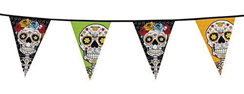 Boland 97020 - Wimpelkette Día de los muertos, Länge 10 Meter, Girlande aus Kunststoff, mexikanischer Feiertag, Totentag, Dekoration von Boland