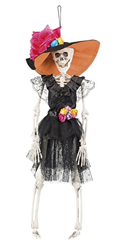 Boland 97035 - Dekoration La Flaca für Mottoparty und Halloween, Hängedeko Skelett Frau mit Blüten, Partydeko für Dia de los Muertos von Boland