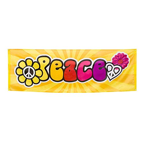 Boland 44503 - Banner Peace, Größe 74 x 220 cm, Frieden, Blume, Flower Power, Mehrfarbig Polyester, Banner, Dekoration, Mottoparty, Hängedekoration von Boland