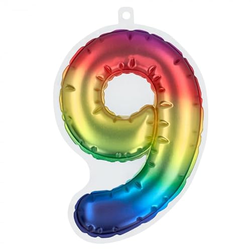 Boland - Folienballon Nummer Aufkleber Regenbogen Nr.:9 von Boland