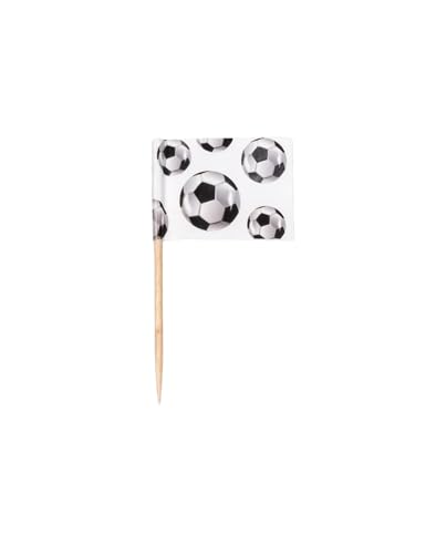 Boland 62512 - Flaggen Spieße, 24 Stück, Länge 7 cm, Holzspieße, Fußball, Cocktailspieße, Zahnstocher, Snacks, Häppchen, Partygeschirr, Dekoration, WM, EM, Geburtstag, Mottoparty, Karneval von Boland