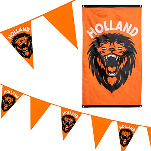 Boland - Holland Deko Set, Fahne, Wimpelkette, Riesenwimpelkette, Niederlande, Dekoration, WM von Boland