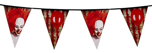 Boland 72350 - Wimpelkette Horror-Clown, Länge 6 Meter, je Wimpel 30 x 20 cm, Dekoration, Deko-Girlande, Karneval, Mottoparty, Halloween von Boland