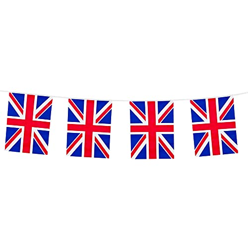 Boland 11605 - Wimpelkette Union Jack, Länge 10 Meter, Großbritannien, Nationalflagge, Fahnenkette, Kunststoffgirlande, Hängedekoration, Fußball, Weltmeisterschaft, Mottoparty von Boland