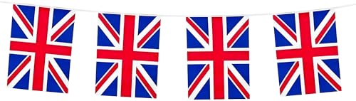 Boland 11605 - Wimpelkette Union Jack, Länge 10 Meter, Großbritannien, Nationalflagge, Fahnenkette, Kunststoffgirlande, Hängedekoration, Fußball, Weltmeisterschaft, Mottoparty von Boland