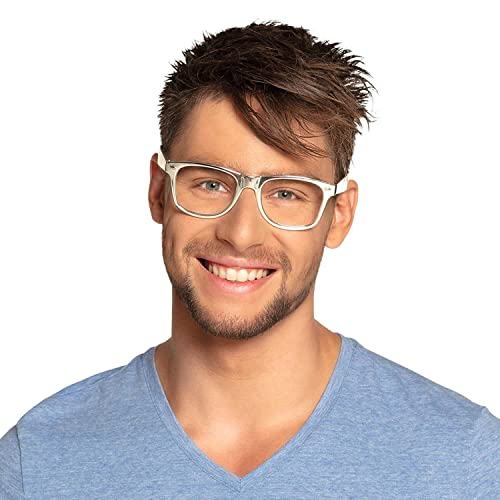 Boland - Partybrille Nerd, für Erwachsene, Spaßbrille ohne Gläser, Brille aus Kunststoff, 80er Jahre, Mottoparty, Fasching, Fastnacht, Karneval, Halloween von Boland