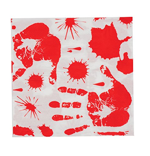Boland - Set mit 12 Servietten Horror Bloody aus Papier, weiß/rot, 33 x 33 cm, 72102 von Boland