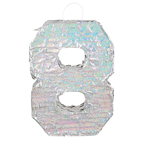 Boland - Zahlen Pinata, Größe 40 x 28 x 8 cm, holografische Ziffer, Nummer, Silber, Jubiläum, Geburtstag, Dekoration, Party-Spiel von Boland