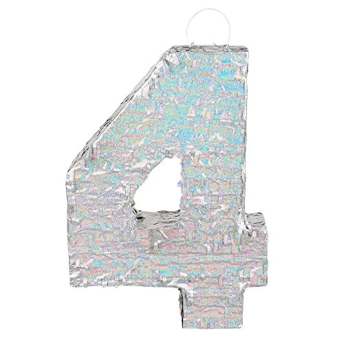 Boland - Zahlen Pinata, Größe 40 x 28 x 8 cm, holografische Ziffer, Nummer, Silber, Jubiläum, Geburtstag, Dekoration, Party-Spiel von Boland