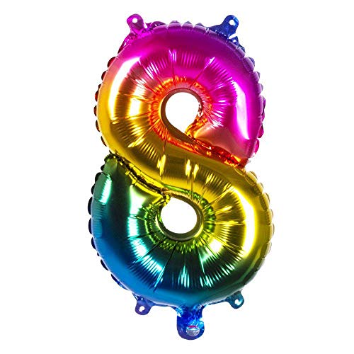 Boland - Folienballon Zahl, Größe 36 cm, Regenbogenfarben, Zahlenballon, Nummer, Ballon, Helium, Geburtstag, Jubiläum, Jubiläumsjahr, Lebensjahr, Überraschungsparty, Dekoration von Boland