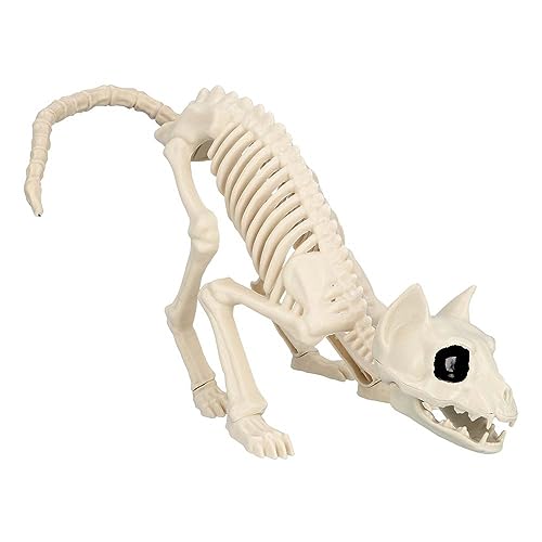 Boland 72413 - Katzen-Skelett, Größe 51 cm, beweglicher Mund, Katze, Cat, Attrappe aus Kunststoff, Dekoration für Halloween, Karneval oder Mottoparty von Boland
