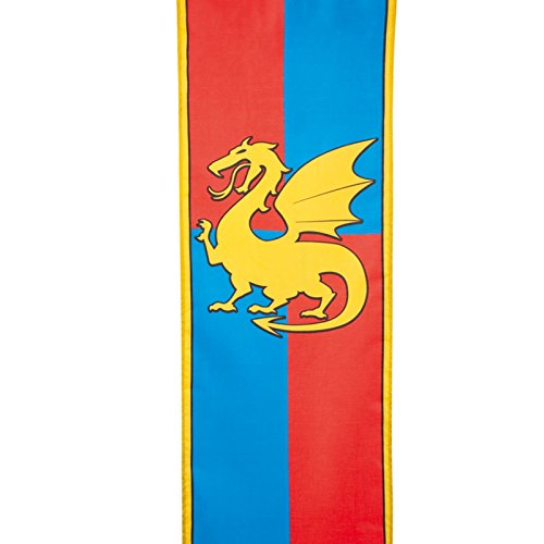 Mittelalterliche Ritter und Drachen, 100 cm lang, Polyester, Rot/Blau von Boland