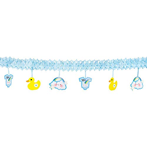 Boland 53203 - Papiergirlande Baby Boy, Länge 4 m, Strampler, Enten, Regenbogenwolke, Hängedekoration, Junge, Geburt, Baby Party, Mottoparty Boland 53203 - Papiergirlande Baby Boy, Länge 4 m, Strampler, Enten, Regenbogenwolke, Hängedekoration, Junge, Geburt, Baby Party, Mottoparty von Boland
