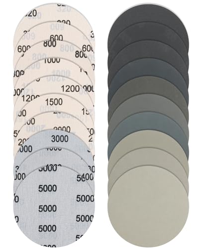 Bolatus 36 Stück Schleifpapier 125mm Klett, Nasse Trockene Schleifscheiben Rund Exzenterschleifer für Auto Metall Holz (Mit Körnung 320/600/800/1000/1200/1500/2000/3000/4000/5000) von Bolatus