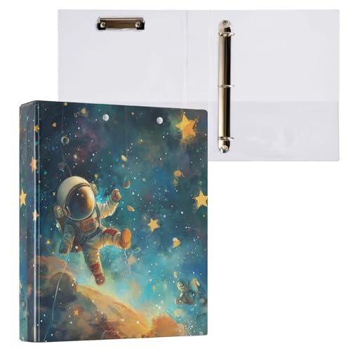 Ringbuch mit 3 Ringen, Astronaut, Sternenhimmel, 3,8 cm, rund, 200 Blatt, Sichtbinder, A4-Papierbinder-Organizer für Zuhause, Schule, Büro, 1 Stück Ringbuch mit 3 Ringen, Astronaut, Sternenhimmel, 3,8 cm, rund, 200 Blatt, Sichtbinder, A4-Papierbinder-Organizer für Zuhause, Schule, Büro, 1 Stück von Bolaz