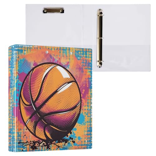 Ringbuch mit 3 Ringen, Basketball, Pop-Art-Design, 3,8 cm, rund, 200 Blatt, Sichtbinder, A4-Papierbinder-Organizer für Zuhause, Schule, Büro, 1 Stück Ringbuch mit 3 Ringen, Basketball, Pop-Art-Design, 3,8 cm, rund, 200 Blatt, Sichtbinder, A4-Papierbinder-Organizer für Zuhause, Schule, Büro, 1 Stück von Bolaz