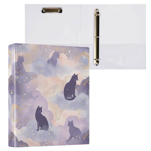 Ringbuch mit 3 Ringen, Mond, Stern, Katze, 3,8 cm, rund, 200 Blatt, A4-Papierbinder-Organizer für Zuhause, Schule, Büro, 1 Stück Ringbuch mit 3 Ringen, Mond, Stern, Katze, 3,8 cm, rund, 200 Blatt, A4-Papierbinder-Organizer für Zuhause, Schule, Büro, 1 Stück von Bolaz