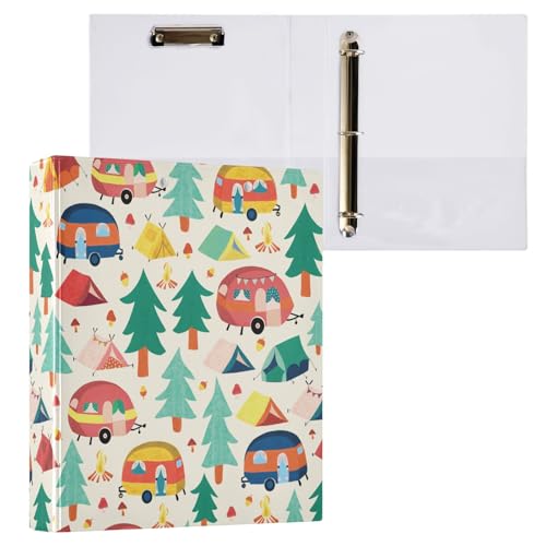Ringbuch mit 3 Ringen, Wohnmobil und Zelte im Wald, 3,8 cm, runder Ringbuch, 200 Blatt, Sichtbinder, A4-Papierbinder-Organizer für Zuhause, Schule, Büro, 1 Stück Ringbuch mit 3 Ringen, Wohnmobil und Zelte im Wald, 3,8 cm, runder Ringbuch, 200 Blatt, Sichtbinder, A4-Papierbinder-Organizer für Zuhause, Schule, Büro, 1 Stück von Bolaz
